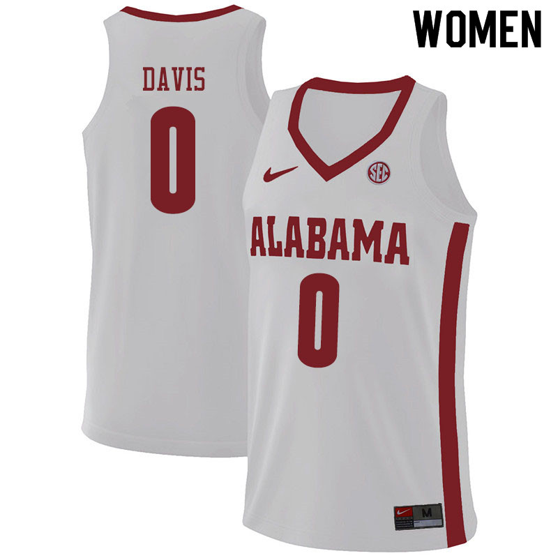 Women #0 Javian Davis Alabama Crimson Tide College Basketball Jerseys Sale-White